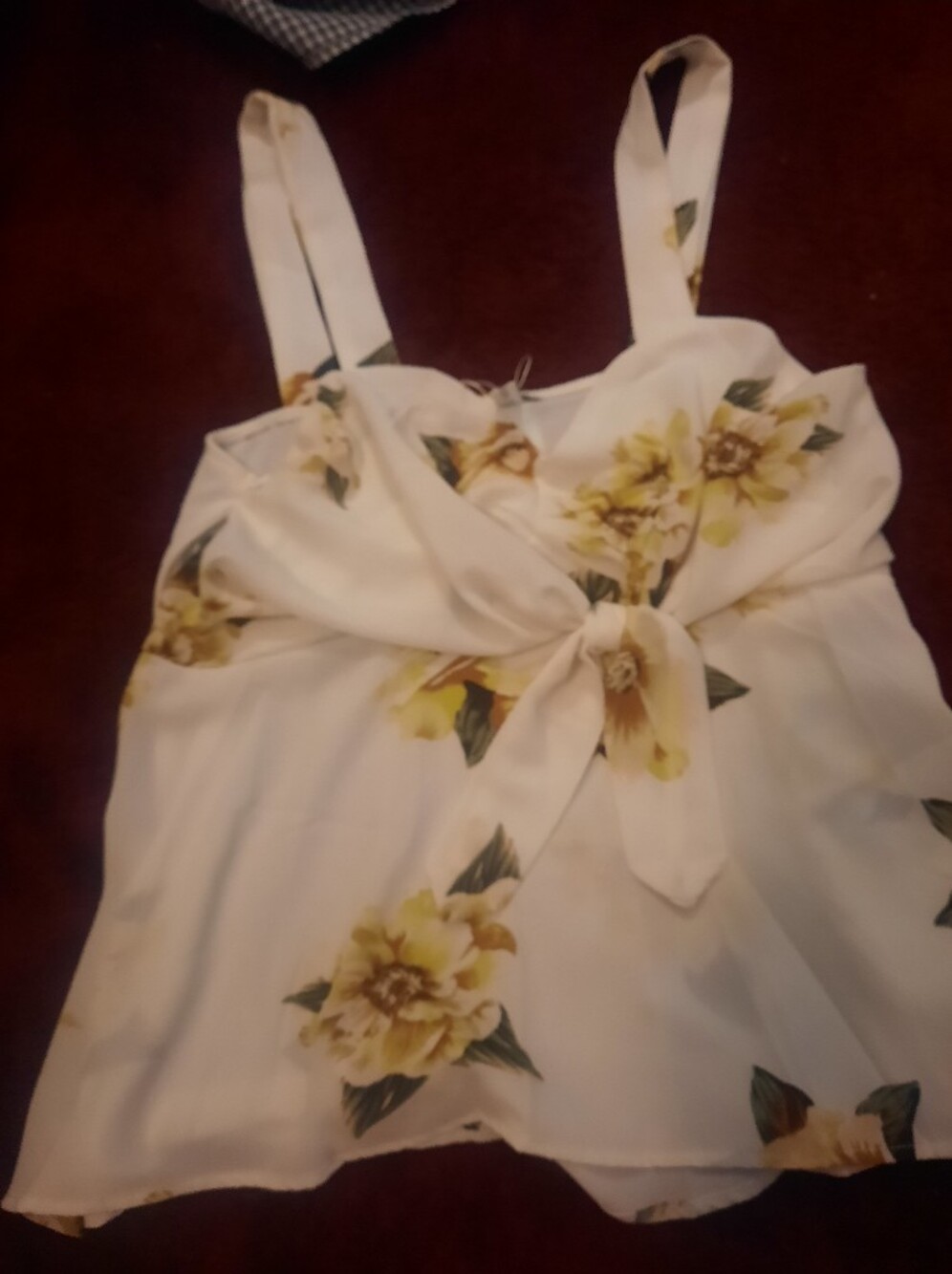 White Floral Tie-Front Sundress with Yellow Blooms